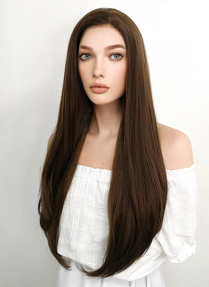 Disney Beauty and the Beast Belle Long Straight Brown Lace Front Synthetic Hair Wig LF006 - Image 4