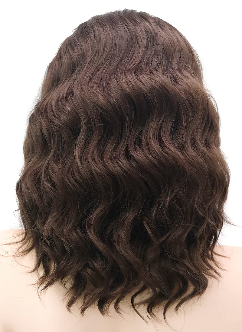 Medium Wavy Brown Lace Front Synthetic Hair Wig LF407 - Image 5