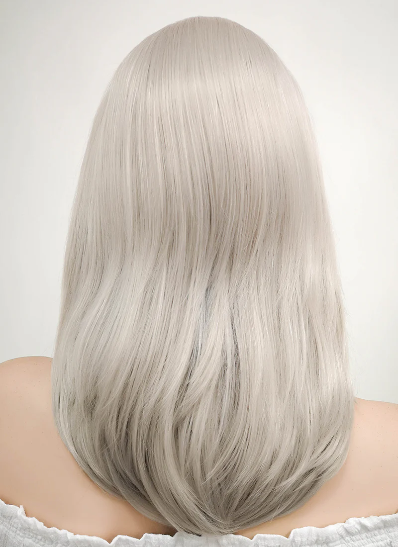 Medium Straight Bob Pastel Grey Blonde Lace Front Synthetic Hair Wig LF509 - Image 6