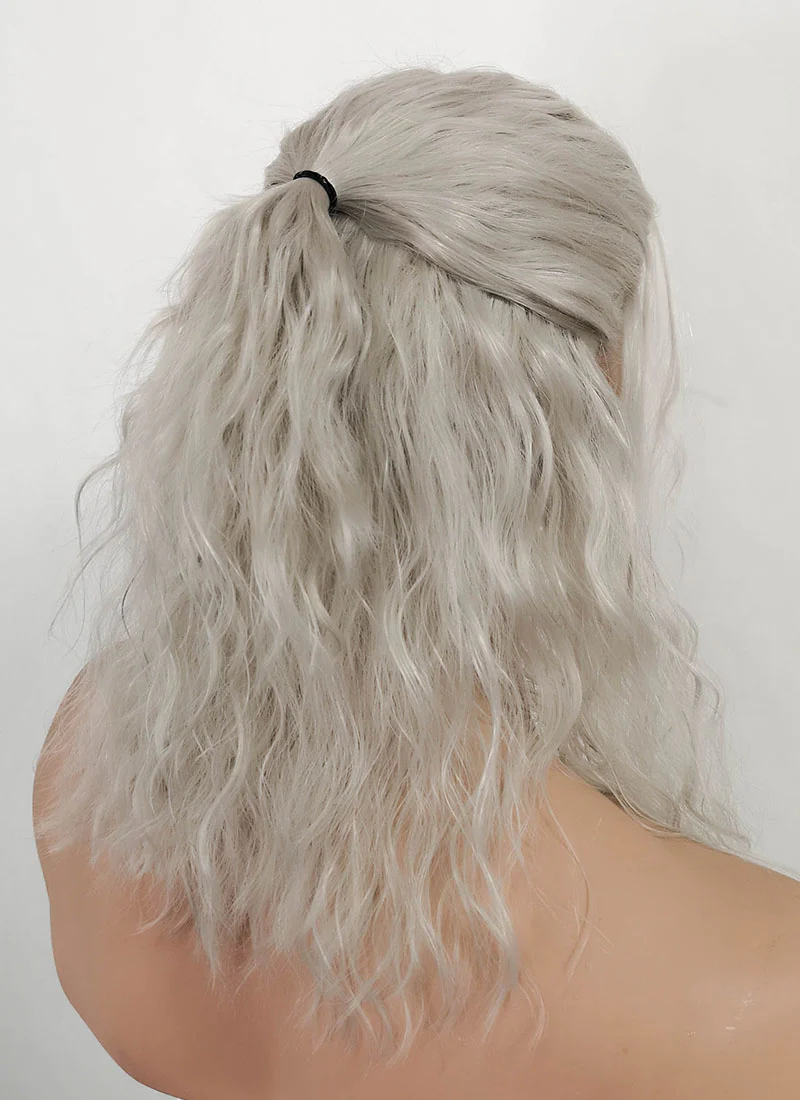 The Witcher Geralt of Rivia Curly Silver Grey Lace Front Men's Wig LFX5127 - Image 9